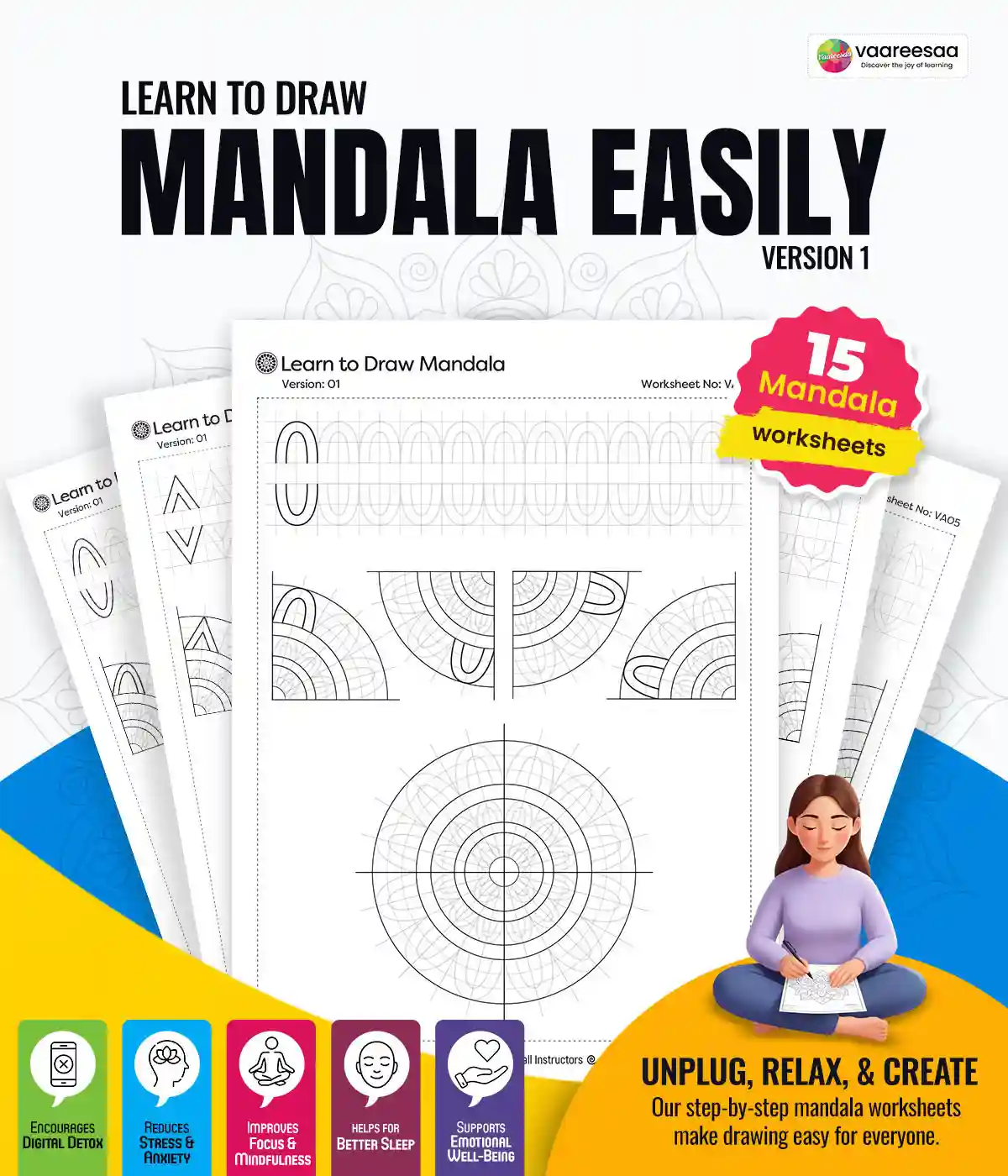 Learn to Draw Mandala Worksheets Volume-1
