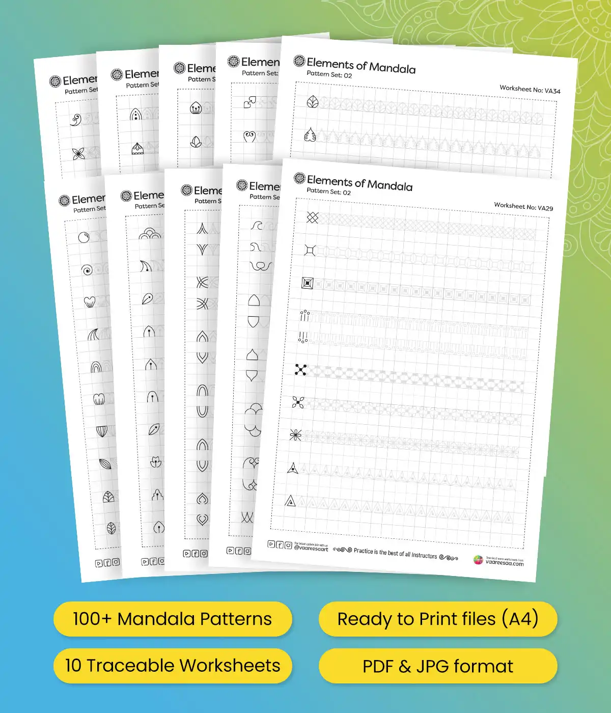 Mandala Pattern Worksheets Set-2