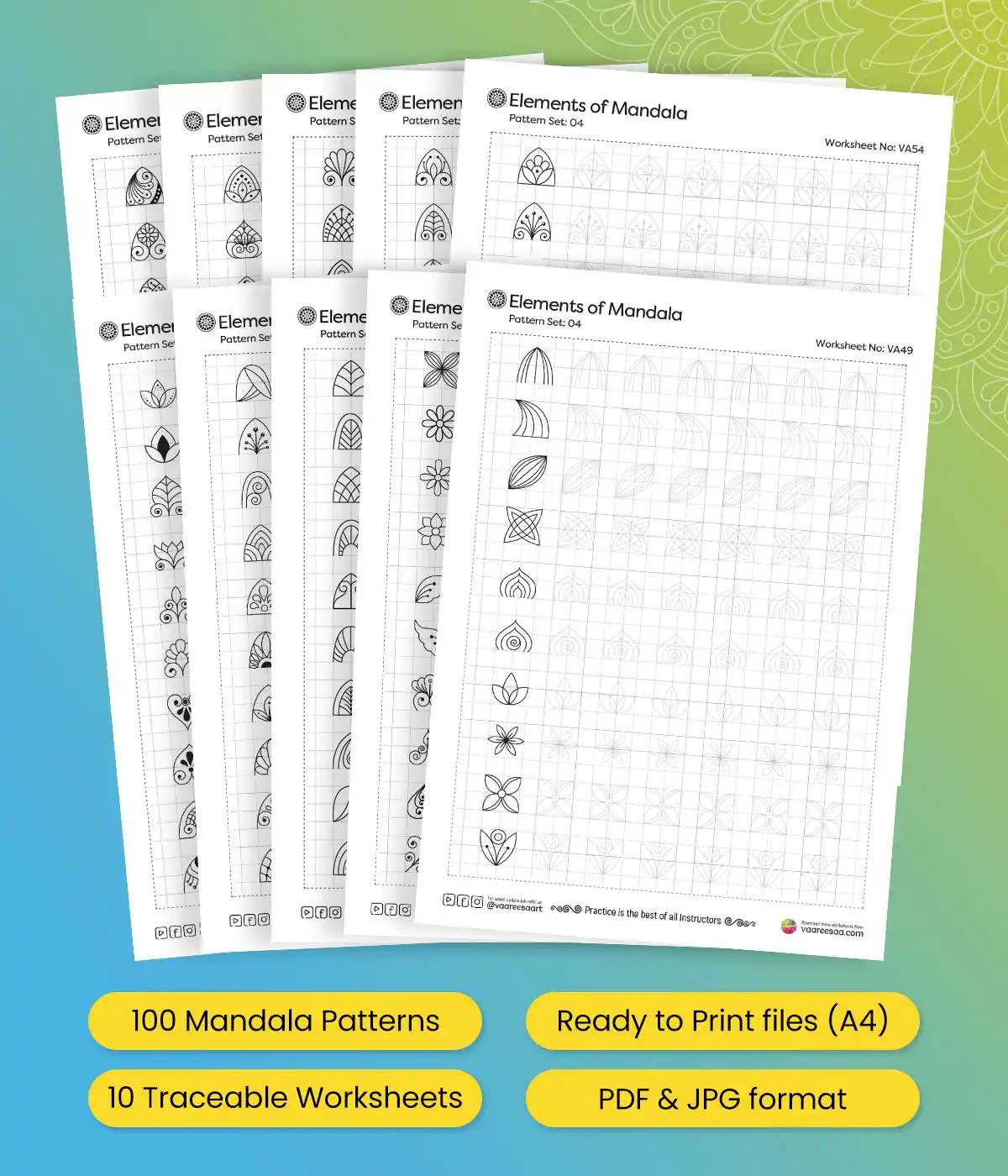 Mandala Pattern Worksheets Set-4