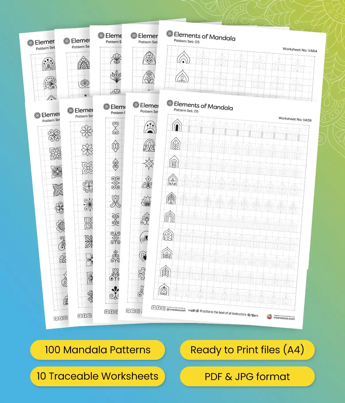 Mandala Pattern Worksheets Set-5