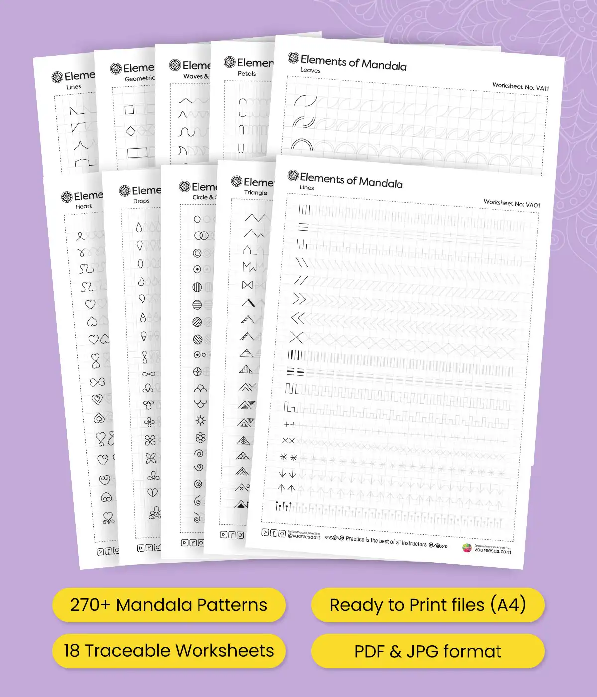 Mandala Shapes and Patterns Practice sheet