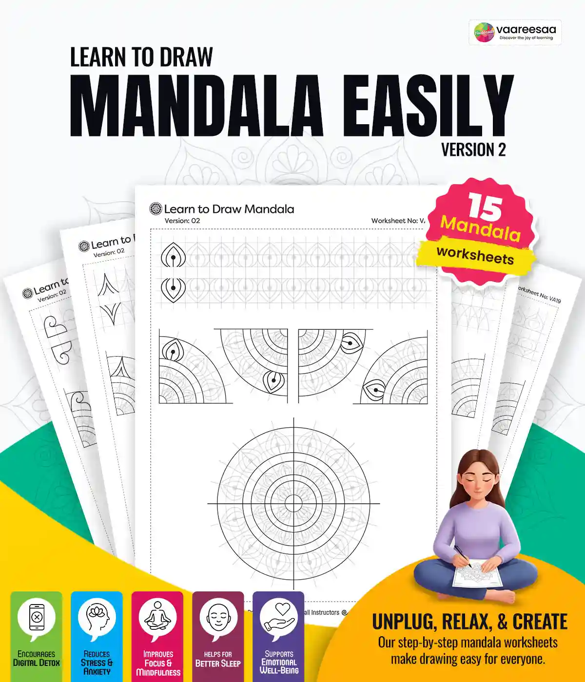 Learn to Draw Mandala Worksheets Volume-2