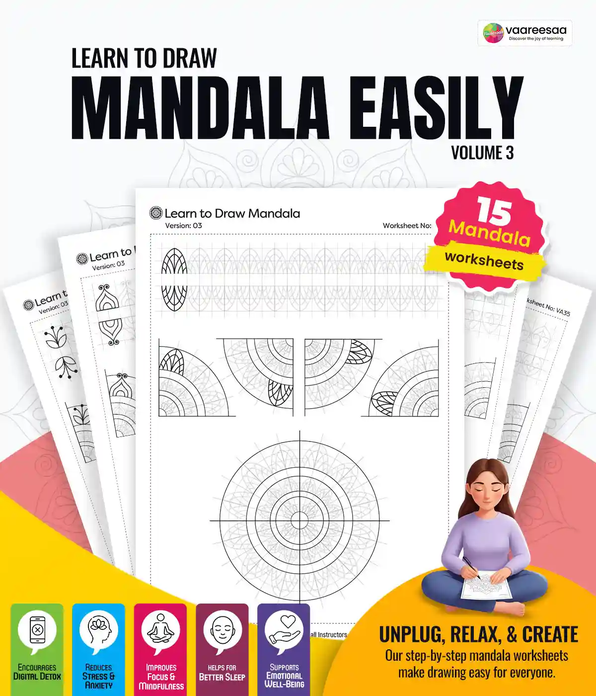 Learn to Draw Mandala Worksheets Volume-3