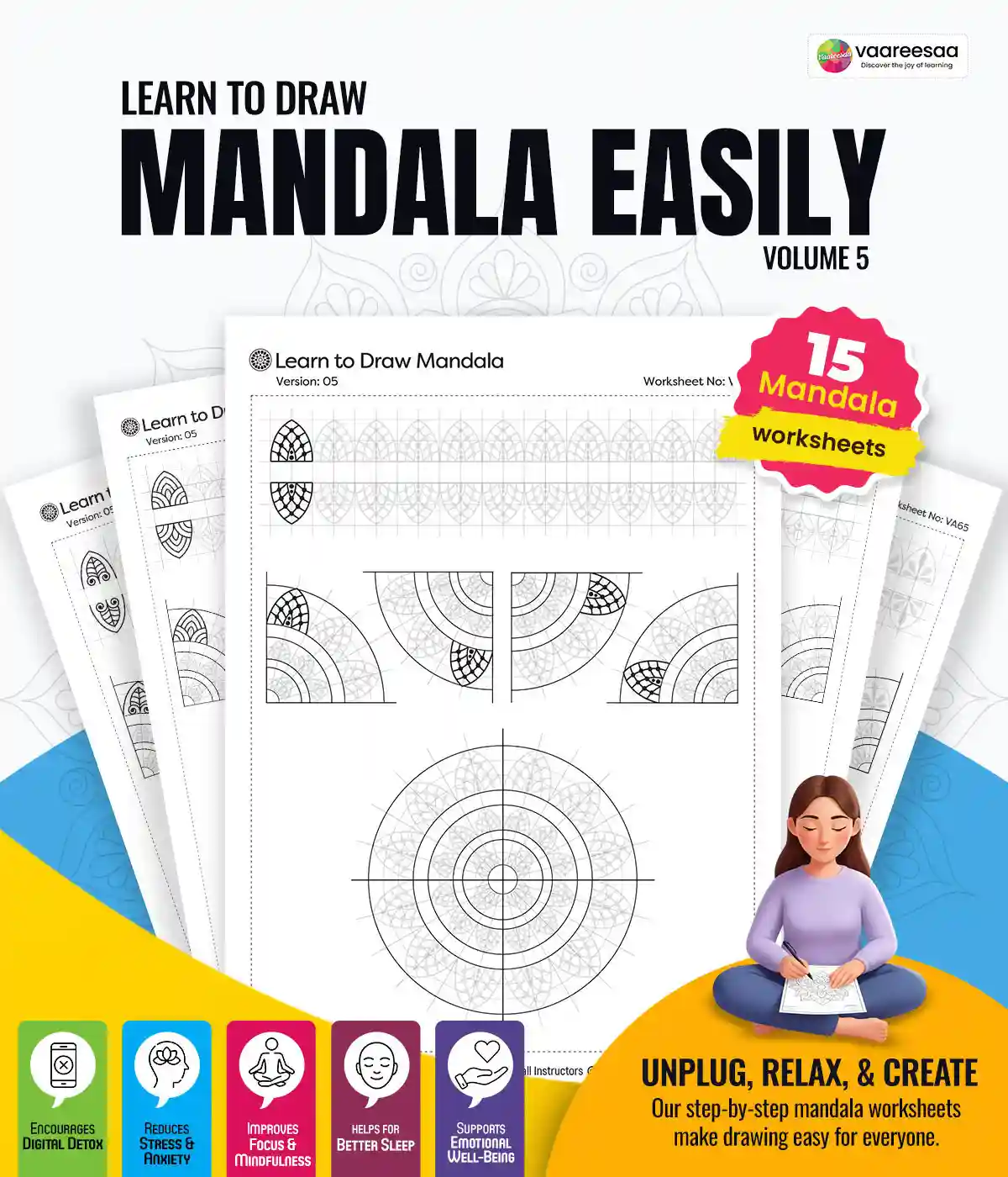 Learn to Draw Mandala Worksheets Volume-5