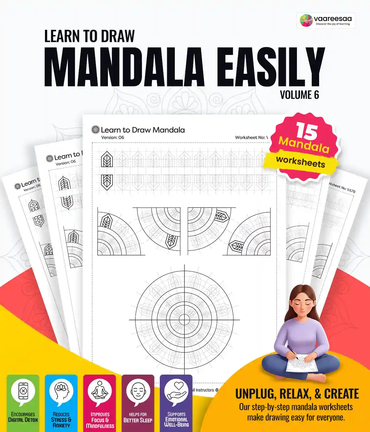 Learn to Draw Mandala Worksheets Volume-6