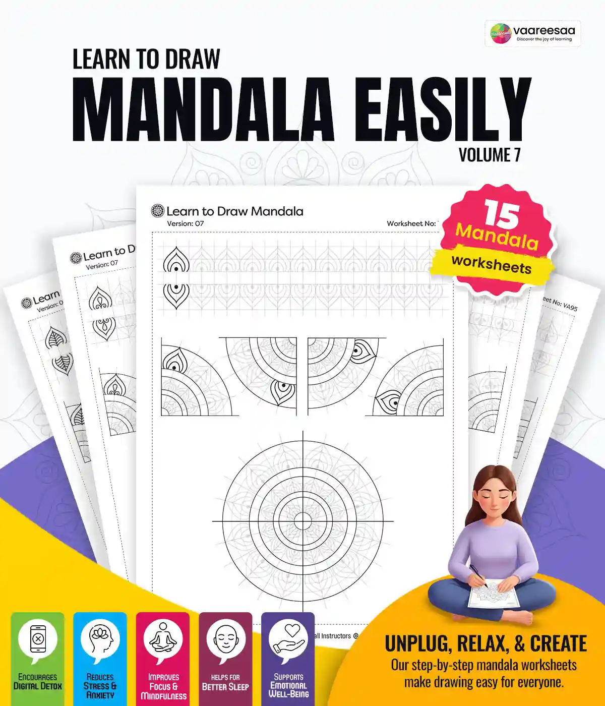 Learn to Draw Mandala Worksheets Volume-7
