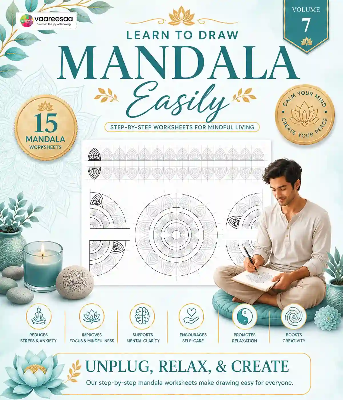 Learn to Draw Mandala Worksheets Volume-7
