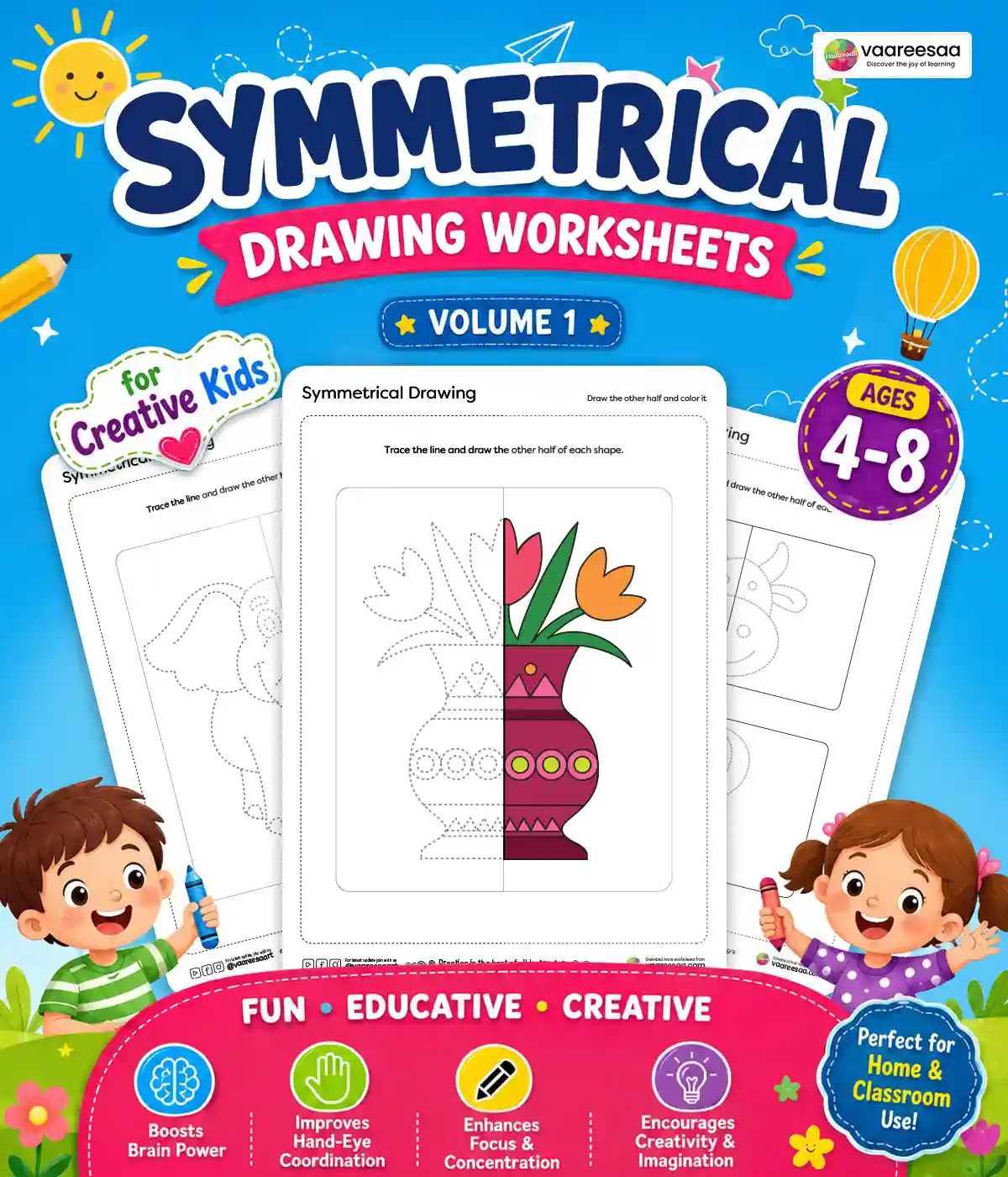 Symmetrical Drawing Worksheets Volume-1