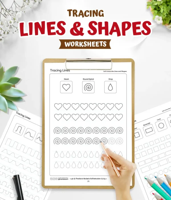 Tracing Lines & Shapes Worksheets - Preschool Printable Activities