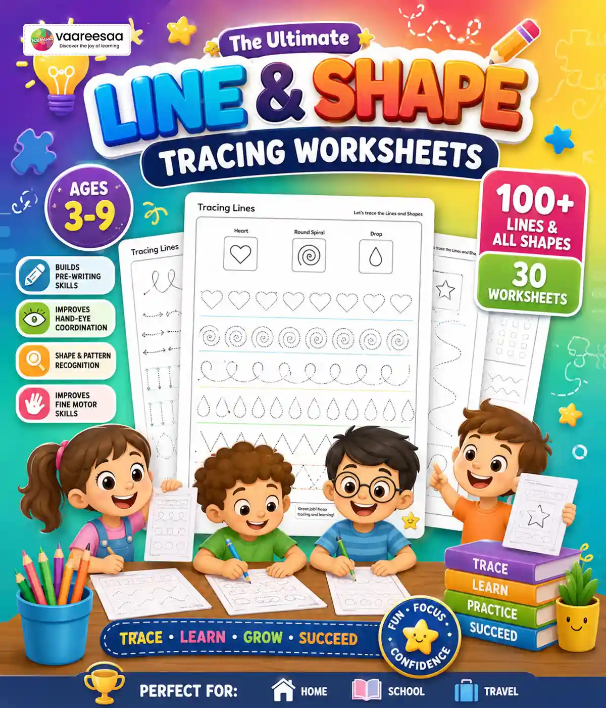 Tracing Lines and Shapes Worksheets