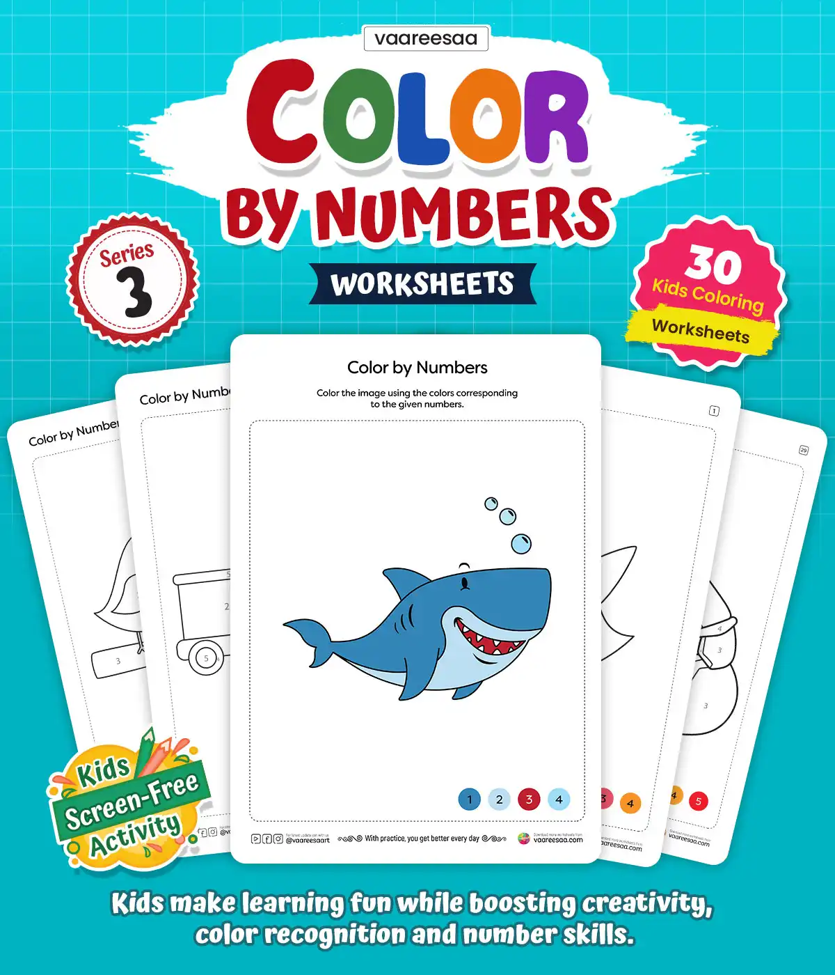Color by Number Worksheets Volume-3